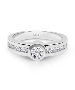 Joyas Nicols Anillos Compromiso Aniversario | Anillo Diamantes Emily 0.50 Oro Blanco