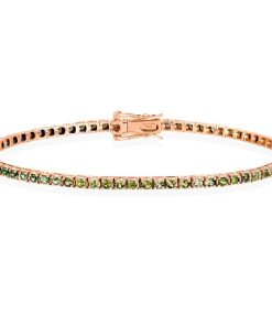 Joyas Nicols Pulseras | Pulsera Zafiros Verdes Claro 3.80Ct Oro Rosa Rainbow