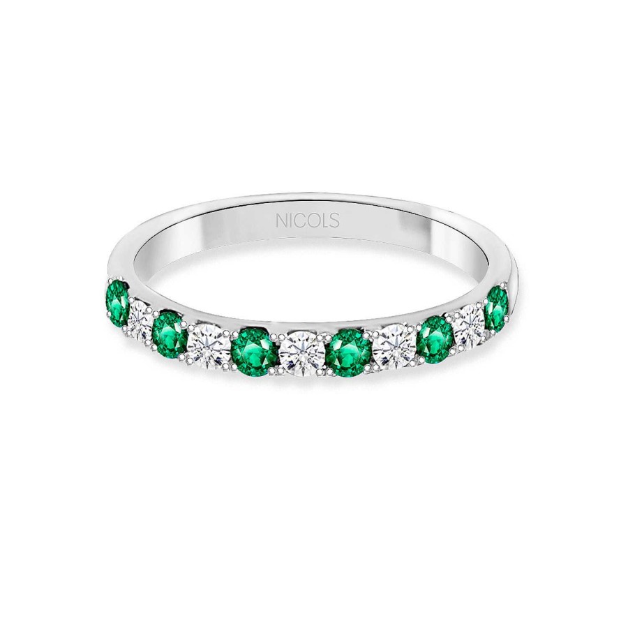 Joyas Nicols | Anillo Diamantes Esmeralda Azalea Oro Blanco