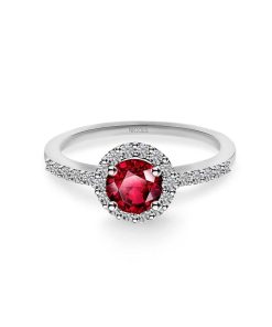 Joyas Nicols Anillos De Compromiso Rojo | Anillo Rubi Clavel 0.60