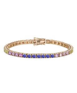 Joyas Nicols Pulseras | Pulsera Zafiros Colores Oro Rosa Rainbow