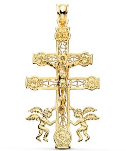 Joyas Nicols Medallas Y Cruces | Cruz De Caravaca Oro Hombre 18Kt 49X27Mm Grabado