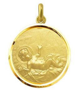 Joyas Nicols Medallas Y Cruces | Medalla Ni O Jes S Oro 18Kt Bisel