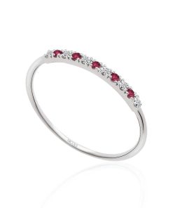 Joyas Nicols | Anillo Diamantes Rubi Azalea 0.04 Oro Blanco