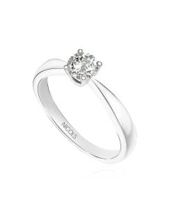 Joyas Nicols Anillos De Compromiso Solitario | Anillo Compromiso Jackie Oro Blanco (18Kt) Con Diamante 0.10-0.50Ct