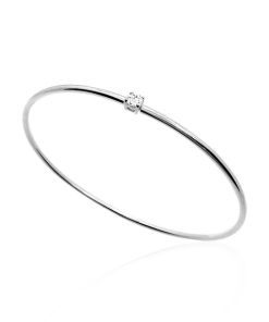 Joyas Nicols Pulseras | Brazalete Tubo Redondo Oro Blanco Eloise 1 Diamante