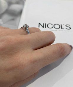 Joyas Nicols Anillos De Compromiso Solitario | Anillo Compromiso Megan Oro Blanco (18Kt) Con Diamante 0.75Ct