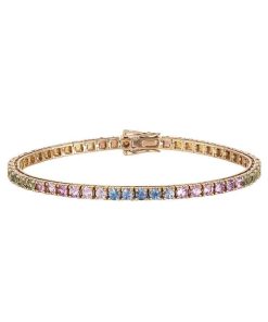 Joyas Nicols Pulseras | Pulsera Zafiros Colores Oro Rosa Rainbow