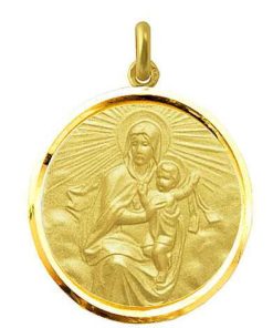 Joyas Nicols Medallas Y Cruces | Medalla Virgen Del Carmen Manto Oro 18Kt Bisel