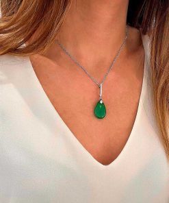 Joyas Nicols Colgantes | Colgante Jade Verde Oro Y Diamantes Serenity