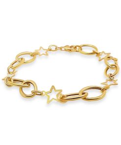 Joyas Nicols Pulseras | Pulsera Oro Amarillo Eslabones Estrella Hueca