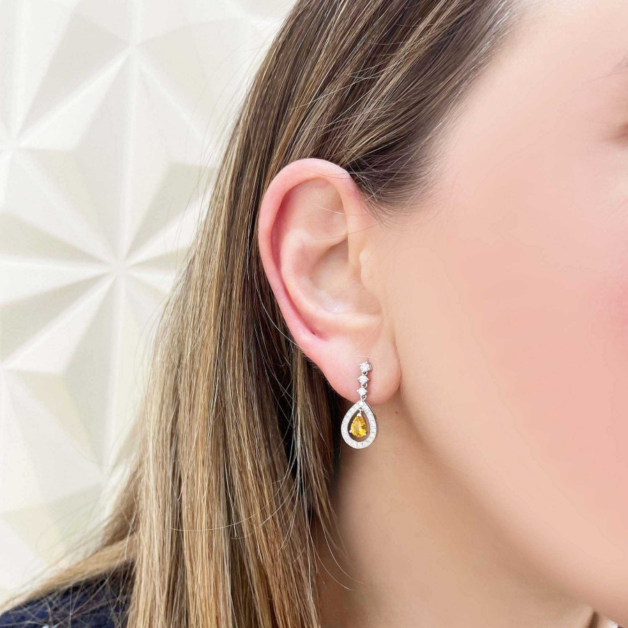 Joyas Nicols | Pendientes Citrinos Y Diamantes Leticia