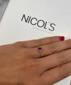 Joyas Nicols Anillos De Compromiso Rojo | Anillo Rub 0.50 Diamantes Candy