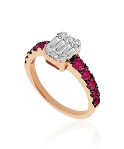 Joyas Nicols Anillos De Compromiso Rojo | Anillo Diamantes Electra 0.44 Oro Rosa Y Rub