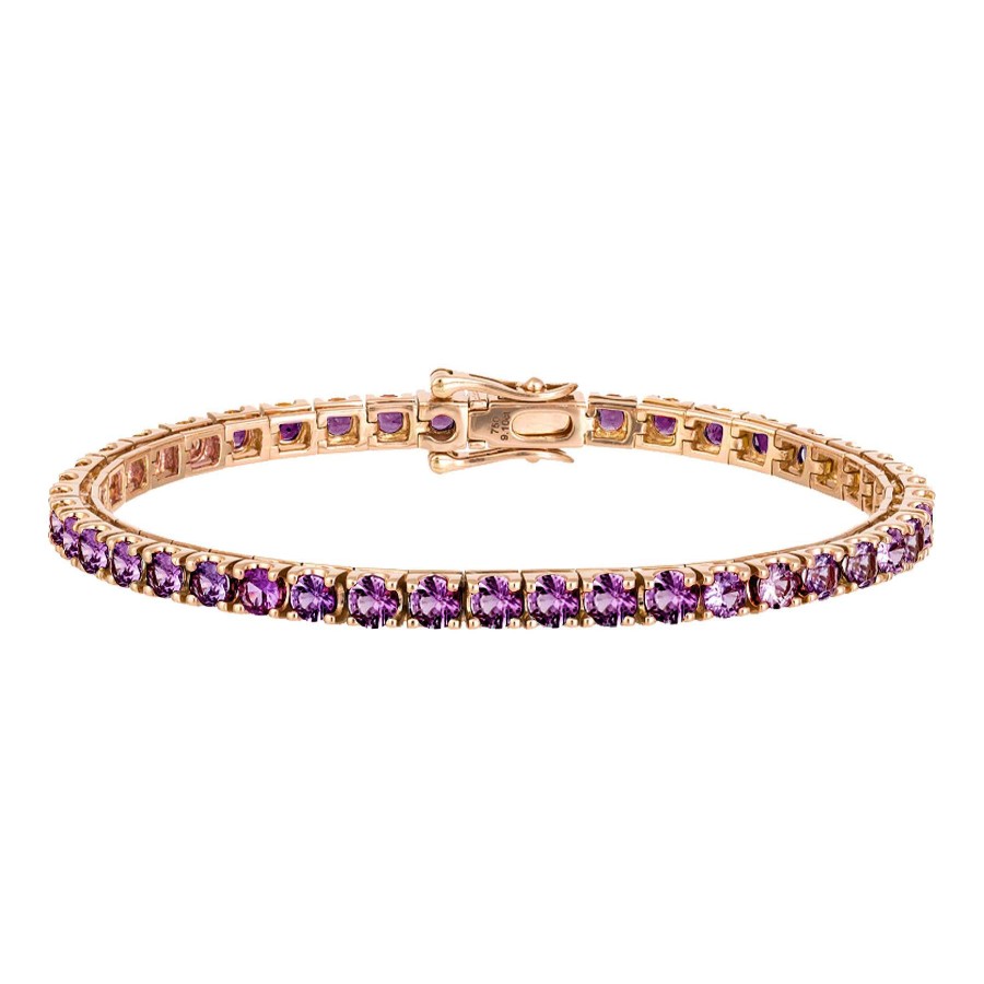 Joyas Nicols Pulseras | Pulsera Amatistas 9.50Ct Oro Rosa Rainbow