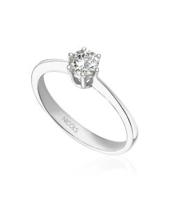 Joyas Nicols Anillos De Compromiso Solitario | Anillo Compromiso Geraldine Platino Con Diamante 0.10-0.50Ct