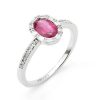 Joyas Nicols Anillos De Compromiso Roset N | Anillo Rub Oval Y Diamantes Colour Oval