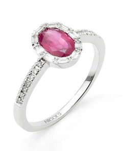 Joyas Nicols Anillos De Compromiso Roset N | Anillo Rub Oval Y Diamantes Colour Oval