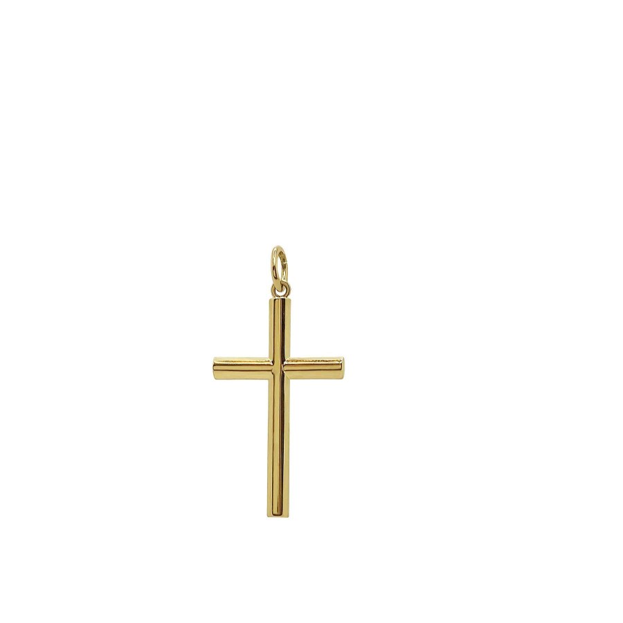 Joyas Nicols Medallas Y Cruces | Cruz Oro Lisa Maciza Tubo Xs