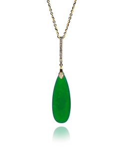 Joyas Nicols Colgantes | Colgante Jade Verde Oro Y Diamantes Serenity