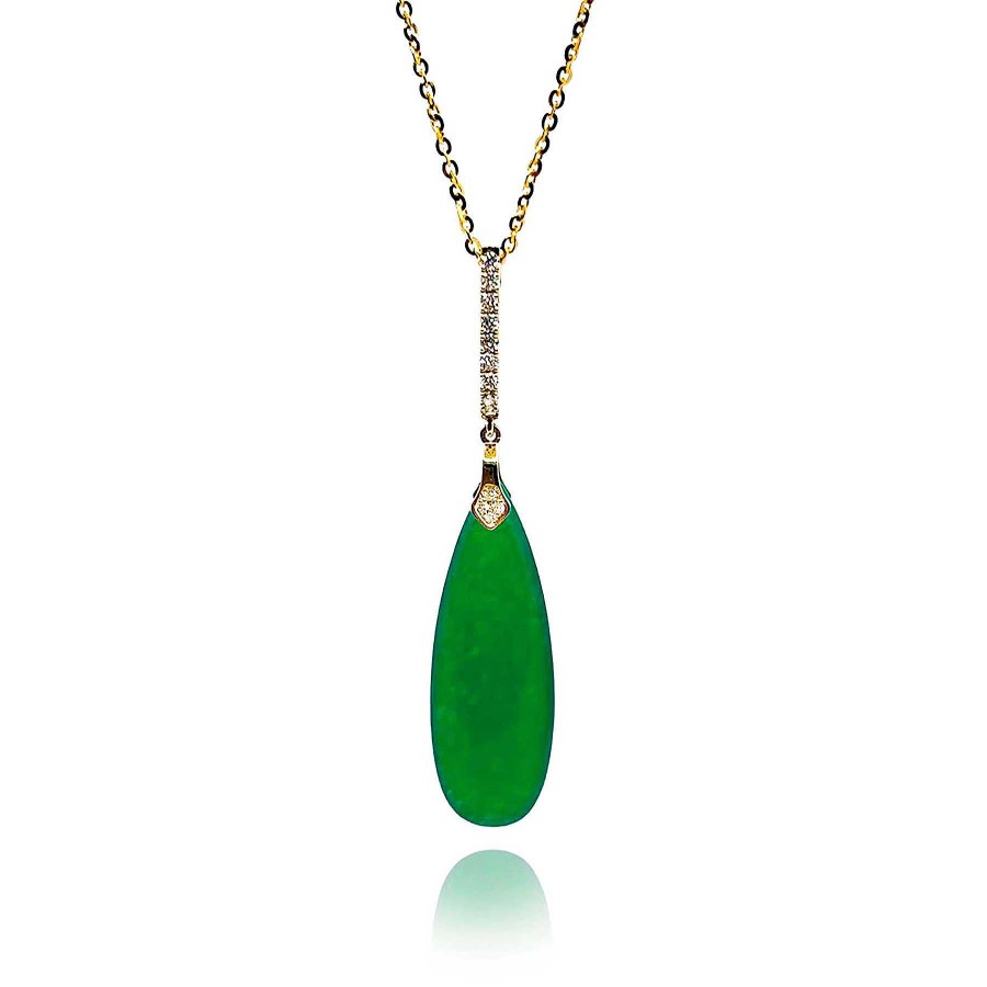 Joyas Nicols Colgantes | Colgante Jade Verde Oro Y Diamantes Serenity