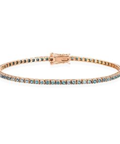 Joyas Nicols Pulseras | Pulsera Zafiros Azul Claro 2.45Ct Oro Rosa Rainbow