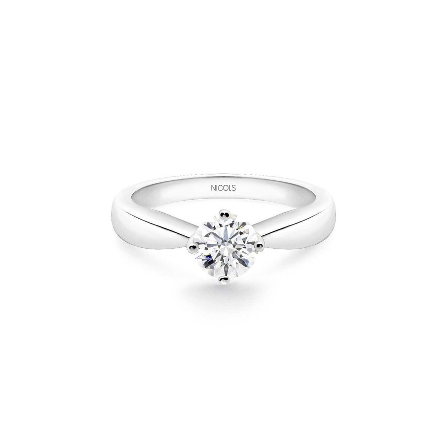 Joyas Nicols Anillos De Compromiso Solitario | Anillo Compromiso Jackie Twisted Oro Blanco (18Kt) Con Diamante 0.60Ct