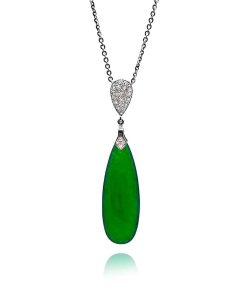 Joyas Nicols Colgantes | Colgante Jade Verde Oro Y Diamantes Serenity Drop