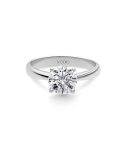 Joyas Nicols Anillos De Compromiso Solitario | Anillo Compromiso Frida Oro Blanco (18Kt) Con Diamante 0.75Ct