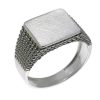 Joyas Nicols Anillos De Hombre Sellos | Sello Oro Blanco Cuadrado Bolas Mate