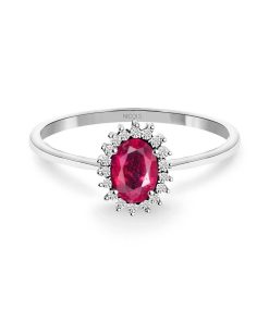 Joyas Nicols Anillos De Compromiso Rojo | Anillo Rub 0.50 Diamantes Candy