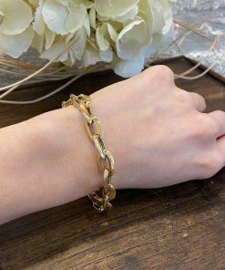 Joyas Nicols Pulseras | Pulsera Oro 18Kt Eslabon Bisel 15X9