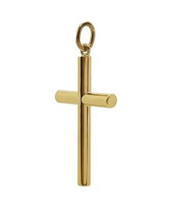 Joyas Nicols Medallas Y Cruces | Cruz Oro Lisa Maciza Tubo Xl