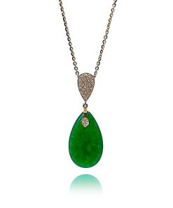 Joyas Nicols Colgantes | Colgante Jade Verde Oro Y Diamantes Serenity Drop