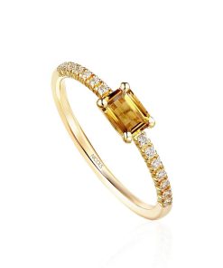 Joyas Nicols | Anillo Citrino Delphina Diamantes Oro Amarillo