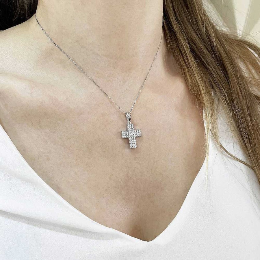 Joyas Nicols Medallas Y Cruces | Cruz Diamantes Triple Catholic Sign