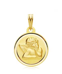 Joyas Nicols Medallas Y Cruces | Medalla 18Mm Angel Serafin Bisel Liso 18Kt