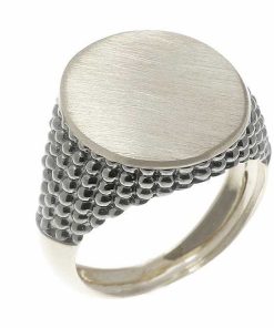 Joyas Nicols Anillos De Hombre Sellos | Sello Oro Blanco Mate Oval Moderno