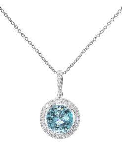 Joyas Nicols Colgantes | Colgante Oro Zircon Azul Sello Redondo