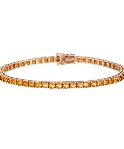 Joyas Nicols Pulseras | Pulsera Zafiros Amarillos 6.30Ct Oro Rosa Rainbow