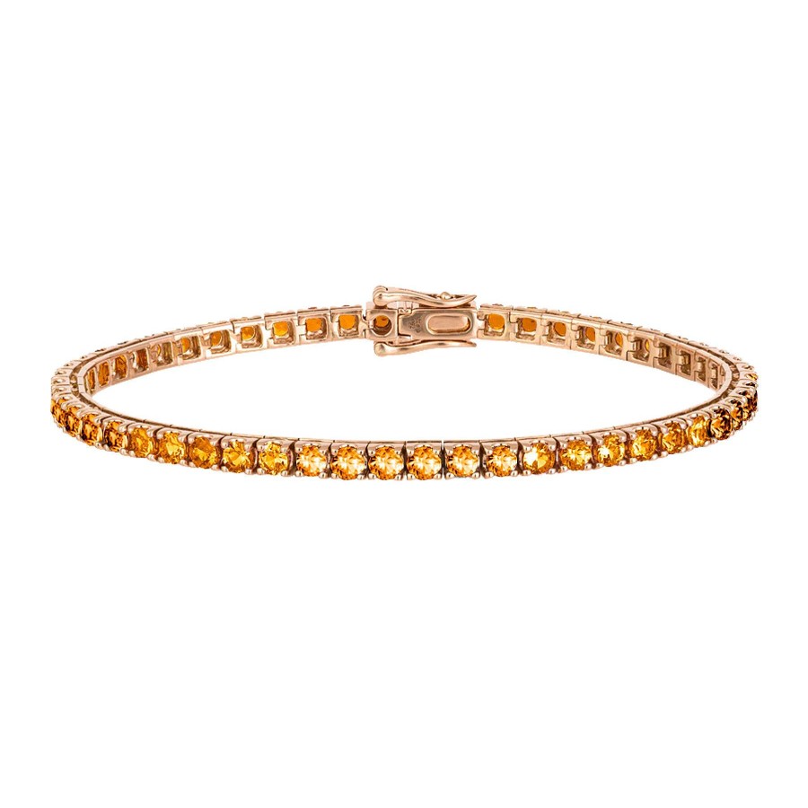 Joyas Nicols Pulseras | Pulsera Zafiros Amarillos 6.30Ct Oro Rosa Rainbow