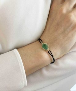 Joyas Nicols Pulseras | Pulsera Granate Verde Y Diamantes Nube New Wave