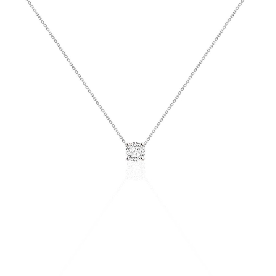 Joyas Nicols Colgantes | Collar Diamante Katherine 0.10-0.50Ct Solitario Oro Blanco