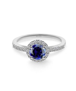 Joyas Nicols Anillos De Compromiso Azul | Anillo Zafiro Clavel 0.60