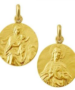 Joyas Nicols Medallas Y Cruces | Escapulario Virgen Del Carmen Manto Y Sagrado Coraz N 18Kt