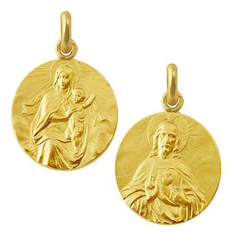 Joyas Nicols Medallas Y Cruces | Escapulario Virgen Del Carmen Manto Y Sagrado Coraz N 18Kt