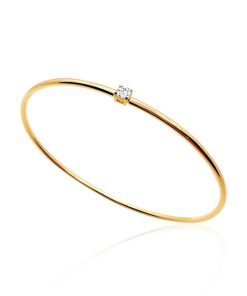 Joyas Nicols Pulseras | Brazalete Tubo Redondo Oro Amarillo Eloise 1 Diamante