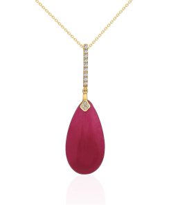 Joyas Nicols Colgantes | Colgante Jade Rojo Oro Y Diamantes Serenity